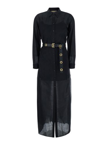 Long Dress With Classic Collar And Waist Belt In Cotton Woman - Michael Kors - Modalova