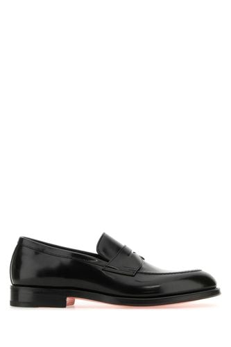 Santoni Black Leather Penny Loafers - Santoni - Modalova