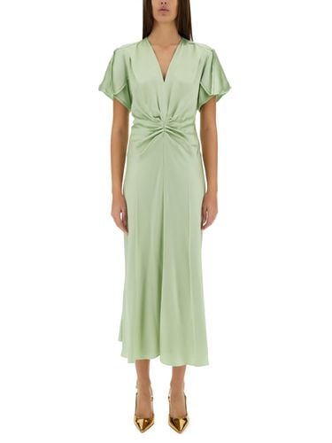 Gathered V-neck Midi Dress - Victoria Beckham - Modalova