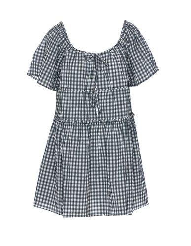 Seersucker Check Mini Layer Dress - Ganni - Modalova