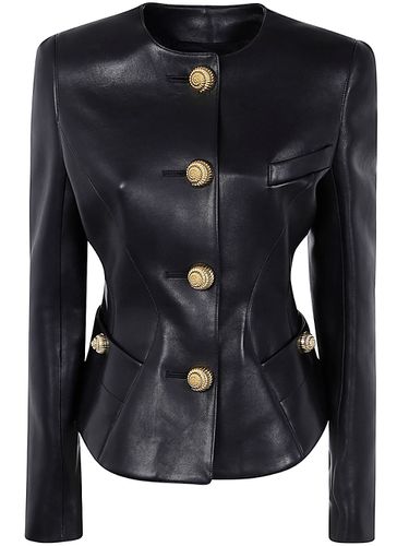 Collarless Basque Lambskin Jacket - Balmain - Modalova