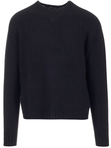Wool Sweater With White Curved Logo On The Back - Palm Angels - Modalova