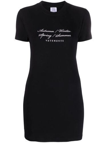 VETEMENTS Slogan Printed Mini Dress - VETEMENTS - Modalova