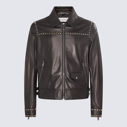 Valentino Black Leather Jacket - Valentino - Modalova