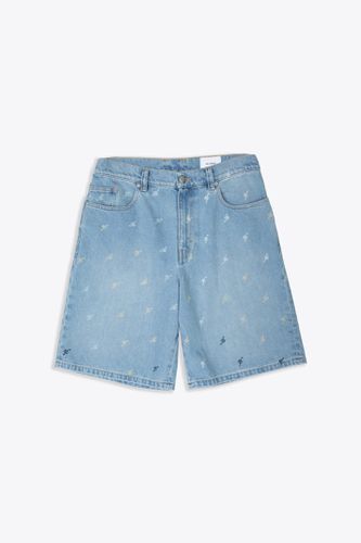 Miles Short Light denim shorts with monogram pattern - Miles Shorts - Axel Arigato - Modalova