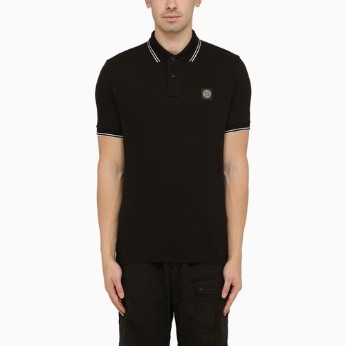 Black Short-sleeved Polo Shirt With Logo - Stone Island - Modalova