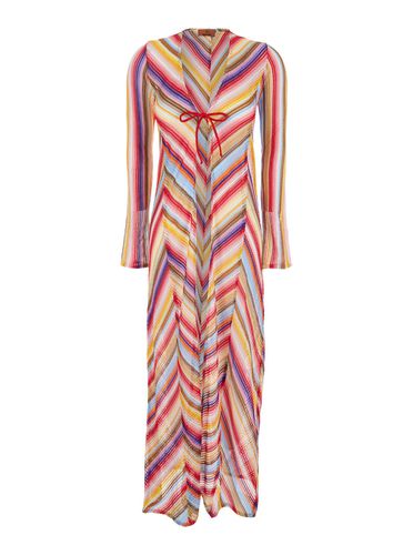 Multicolor Long Beach Robe With Zigzag Motif In Crochet Woman - Missoni - Modalova
