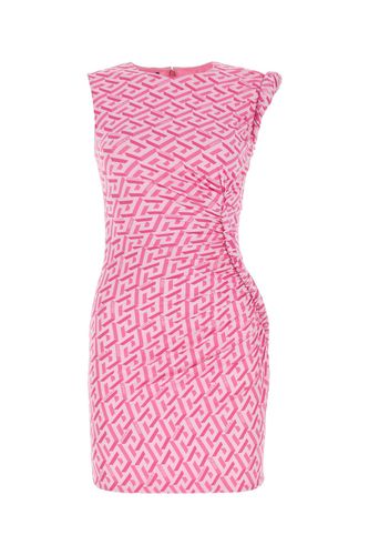 Printed Stretch Crepe Mini Dress - Versace - Modalova