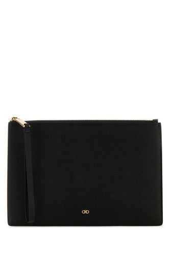 Ferragamo Black Leather Pouch - Ferragamo - Modalova