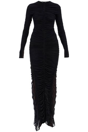 Ruffled Maxi Dress In Mesh Fabric - Mugler - Modalova