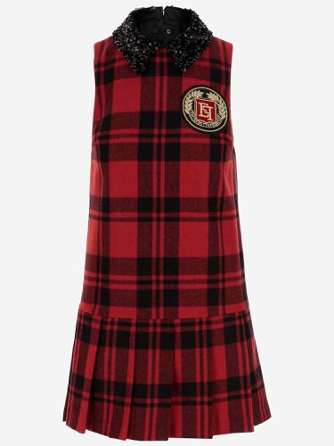 Wool Blend Mini Dress With Check Pattern - Elisabetta Franchi - Modalova