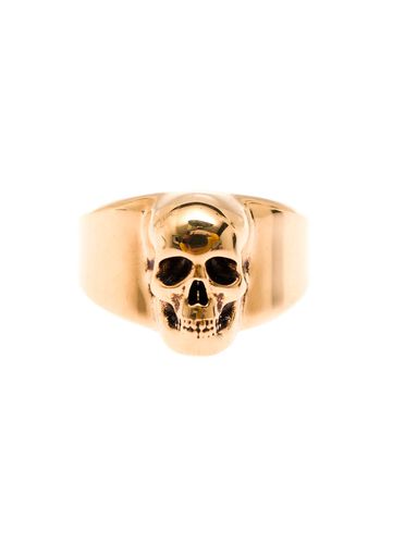 Mans Skull Gold Colored Brass Ring - Alexander McQueen - Modalova