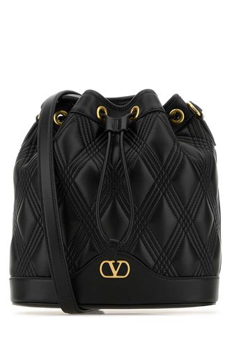 Black Nappa Leather Quiltie Bucket Bag - Valentino Garavani - Modalova