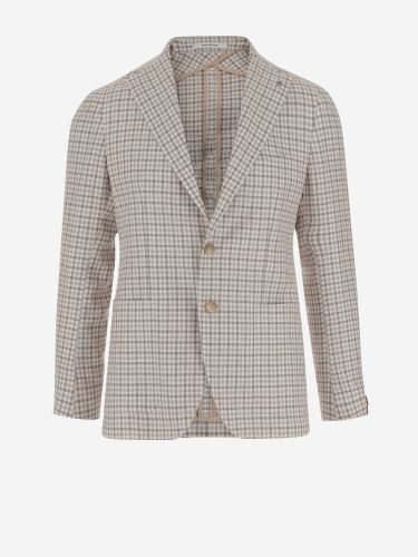 Linen Blend Single-breasted Jacket With Check Pattern - Tagliatore - Modalova