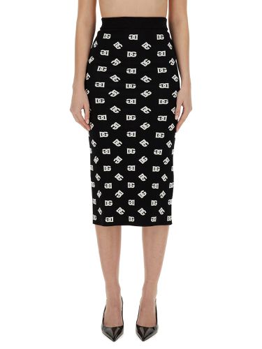 Viscose Logo Jacquard Pencil Skirt - Dolce & Gabbana - Modalova