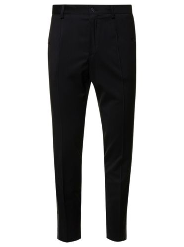 Slim Pants With Contrasting Logo Band In Stretch Wool Man - Dolce & Gabbana - Modalova