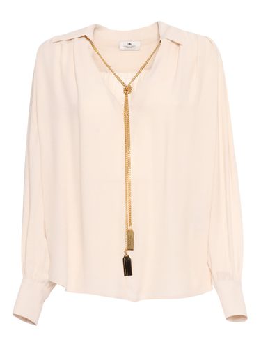 Necklace Embellished Georgette Blouse - Elisabetta Franchi - Modalova