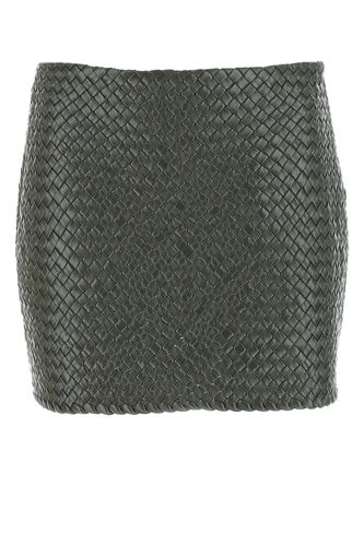 Army Green Leather Mini Skirt - Bottega Veneta - Modalova