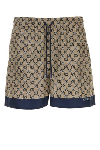 Printed Polyester Bermuda Shorts - Gucci - Modalova