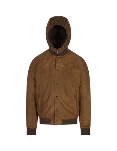 Callum College Bomber Jacket In Tobacco Suede - Moorer - Modalova