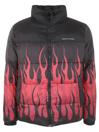 Puffy Jacket With Red Flames - Vision of Super - Modalova