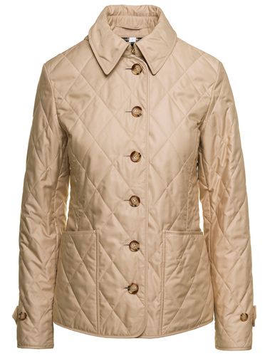 Single-breasted Down Jacket With Quilted Texture In Stretch Fabric Woman - Burberry - Modalova