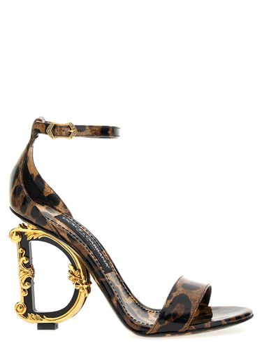 Animal-print Sandals With Logo Heel - Dolce & Gabbana - Modalova