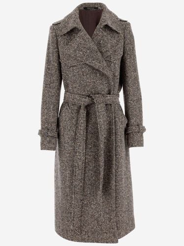 Wool Blend Tweed Long Coat - Tagliatore - Modalova