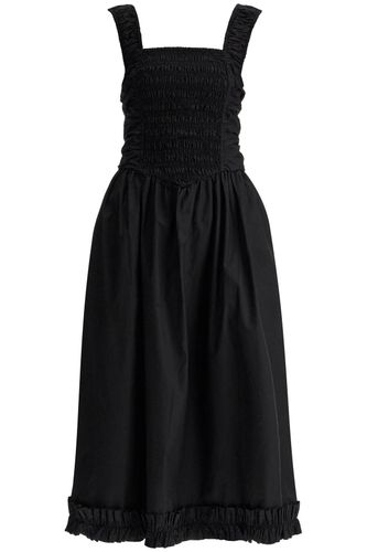 Black Cotton Poplin Midi Strap Smock Dress - Ganni - Modalova