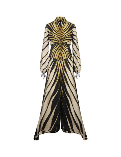 Ray Of Print Silk Shirt Jumpsuit - Roberto Cavalli - Modalova