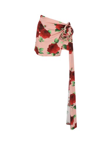 Draped Sash Mini Skirt In Blush Floral Print - Magda Butrym - Modalova