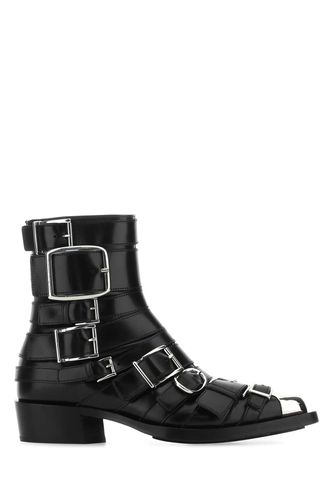 Black Leather Punk Ankle Boots - Alexander McQueen - Modalova