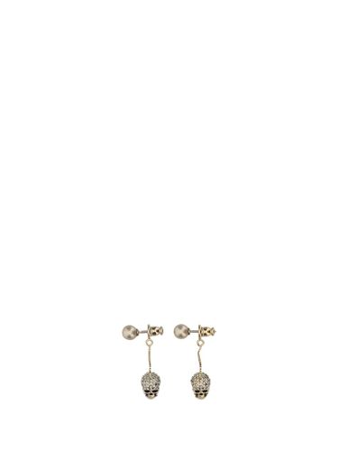 Skull Earrings With Pave And Chain - Alexander McQueen - Modalova