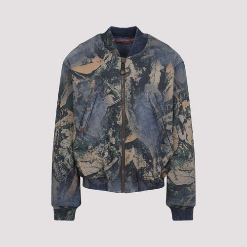 Denim Bomb Jacket With Camo Details - Acne Studios - Modalova