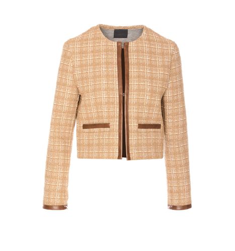 Cropped Tweed And Faux Leather Jacket - Pinko - Modalova