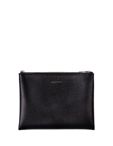 Hammered Leather Clutch Bag With Logo - Alexander McQueen - Modalova