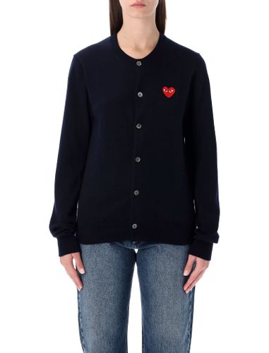 Wool Cardigan With Red Heart - Comme des Garçons Play - Modalova
