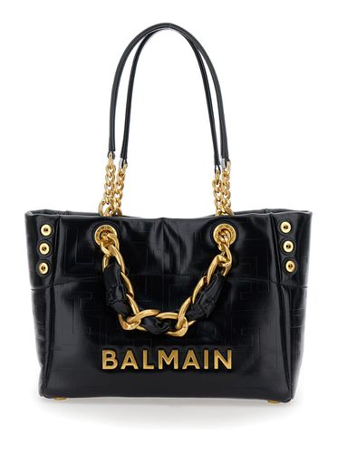 Soft Small Tote Bag With Lettering In Embossed Crackled Woman - Balmain - Modalova