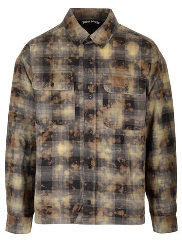 Curved Logo Checkered Shirt - Palm Angels - Modalova