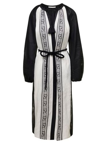 And Embroidered Caftan With Tie And Tassels In Linen Woman - Tory Burch - Modalova