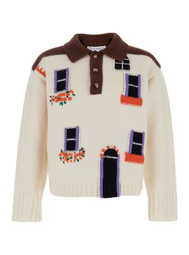 J. W. Anderson house Polo Shirt Style Sweater With Embroidery On The Front In Wool Man - J.W. Anderson - Modalova