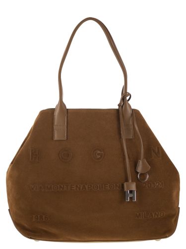 Medium Script Shopping Bag In Suede - Hogan - Modalova