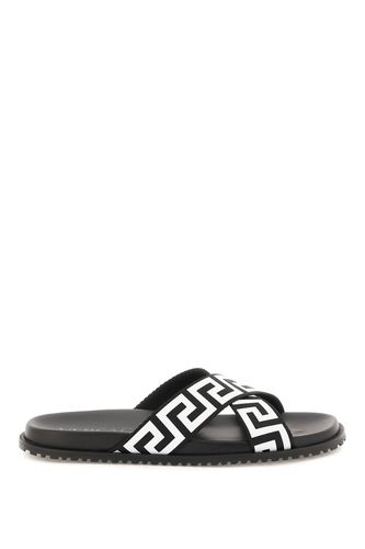 Versace Black/white greca Sandal - Versace - Modalova