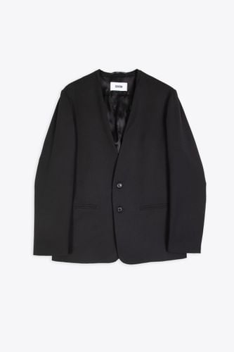 Giacca Senza Collo Black technical wool collarless blazer - Mauro Grifoni - Modalova