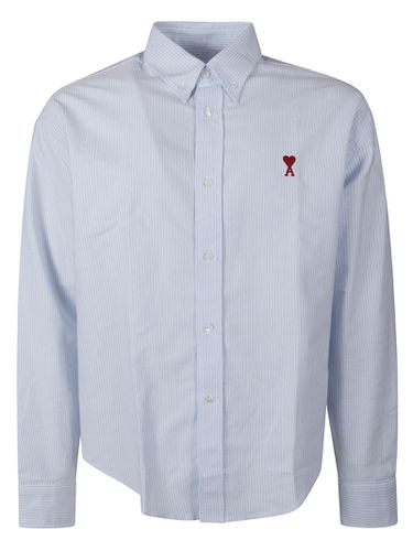 Logo Embroidered Stripe Shirt - Ami Alexandre Mattiussi - Modalova