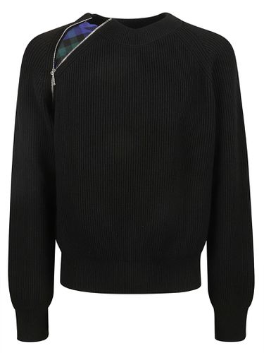 Zip Applique Rib Trim Knitted Sweater - Burberry - Modalova