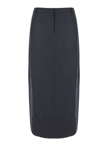 Midi Grey Skirt With Slit In Wool Blend Woman - Theory - Modalova