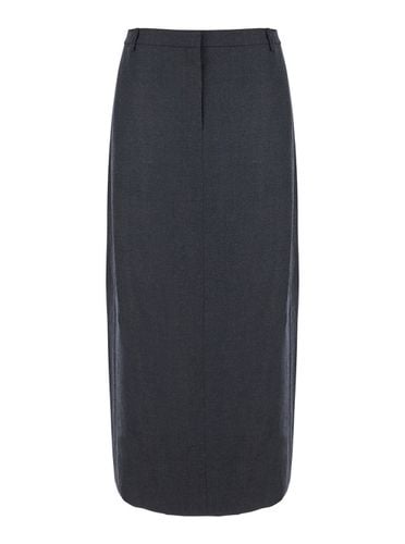 Midi Skirt With Slit In Wool Blend Woman - Theory - Modalova