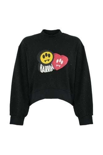 Cotton Sweatshirt With Rhinestones - Barrow - Modalova