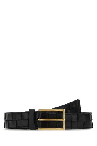 Black Leather Maxi Intreccio Belt - Bottega Veneta - Modalova